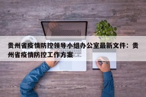 贵州省疫情防控领导小组办公室最新文件：贵州省疫情防控工作方案