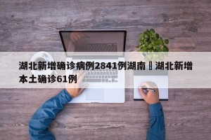 湖北新增确诊病例2841例湖南›湖北新增本土确诊61例